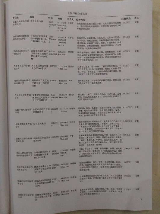 中国印刷企业黄页可开展精准营销，电话营销、邮件营销、传真营销等等多管齐下，圆您销售冠军梦