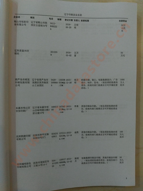 辽宁印刷企业黄页收录了最新的辽宁印刷企业名单，具有极高的营销价值，实实在在提高销售业绩