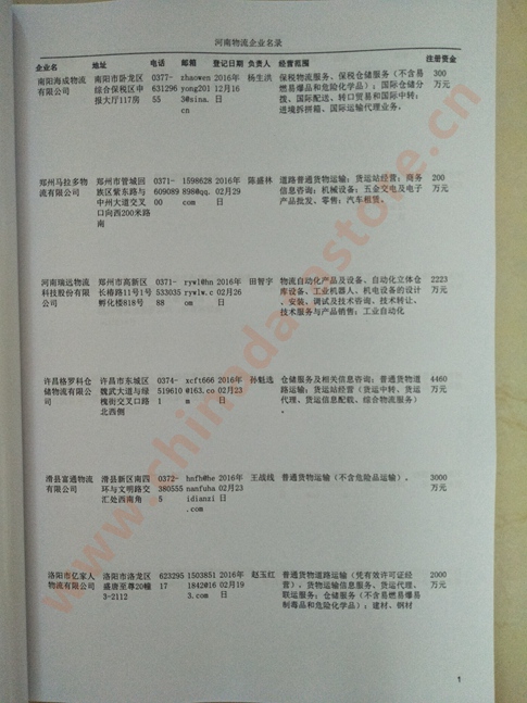 河南物流企业黄页收录了最新的河南物流企业名单，具有极高的营销价值，实实在在提高销售业绩